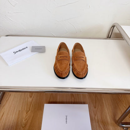 YSL Le Loafer Supple Camel Suede