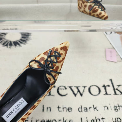 Jimmy Choo 95mm High Pumps Leopard Print Brown Cowhide