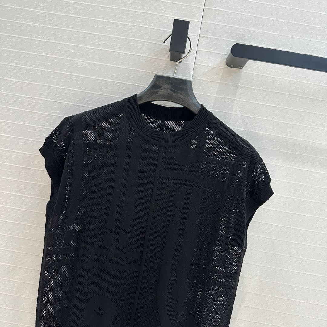 Hm 25 Short-sleeved Sweater Black Mesh Polyester