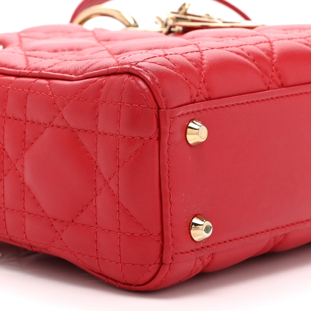 Lambskin Cannage Mini Lady Dior Red
