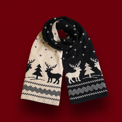 Christmas Reindeer Soft Thick Warm Knit Scarf