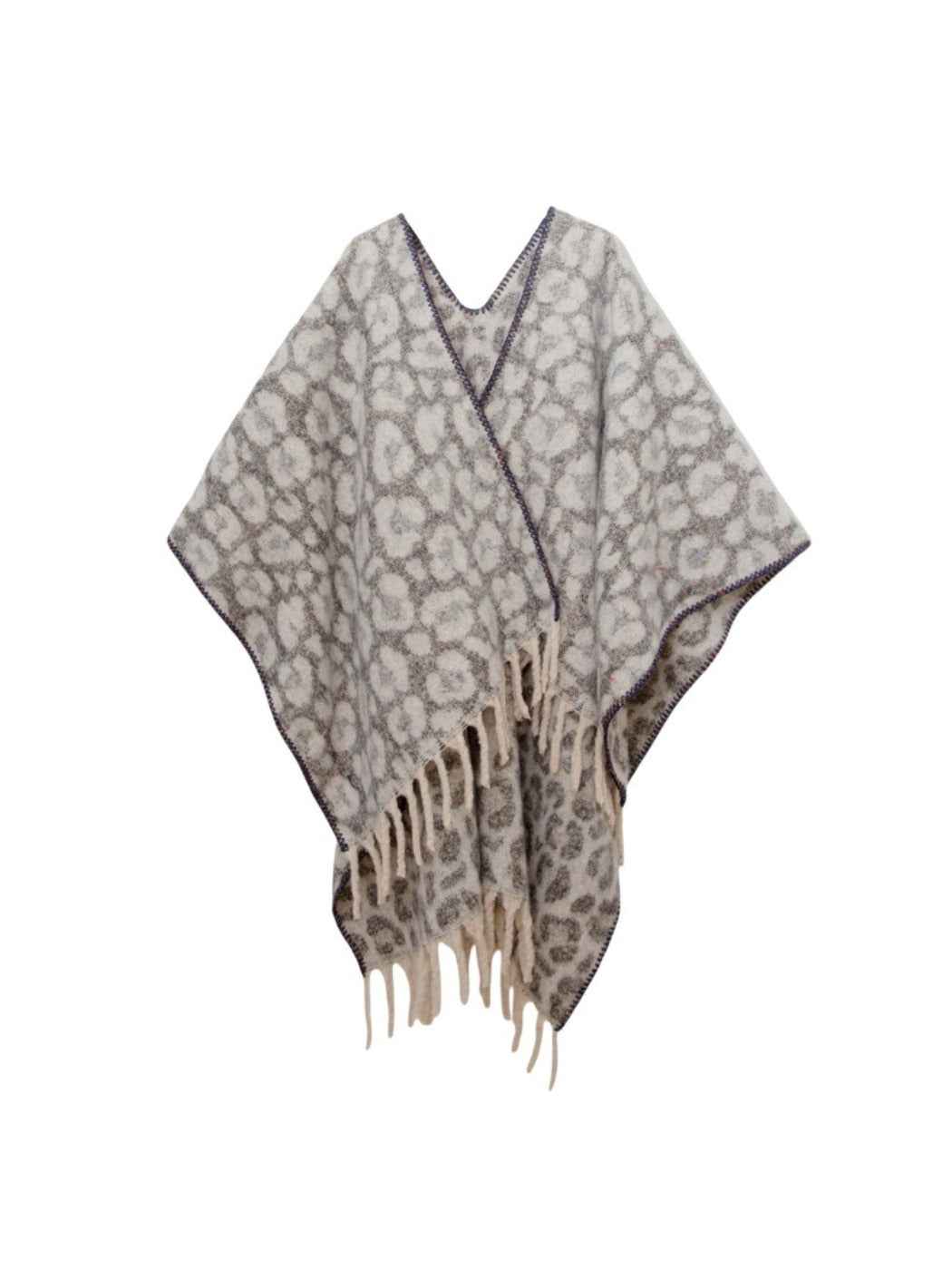 Scarvii - Thick Leopard Printed Wrap Shawl with Tassels