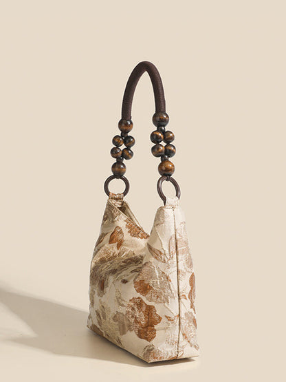 Beads Contrast Color Jacquard Pockets Split-Joint Zipper Handbags