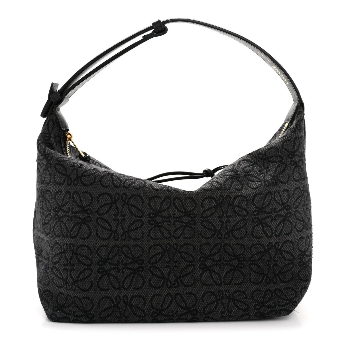 Jacquard Anagram Calfskin Medium Cubi Bag Anthracite Black