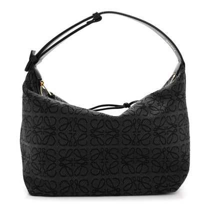 Jacquard Anagram Calfskin Medium Cubi Bag Anthracite Black