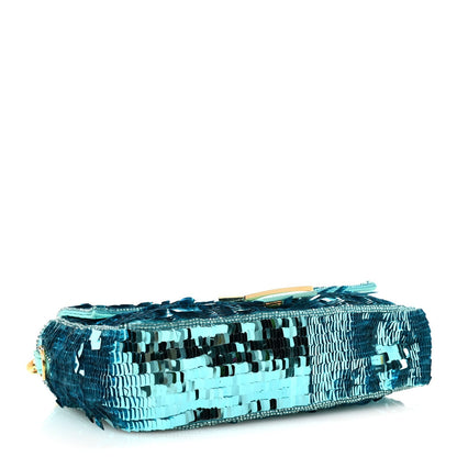 Sequin Paillettes Vitello Grace Sex and the City Baguette Spring Turquoise