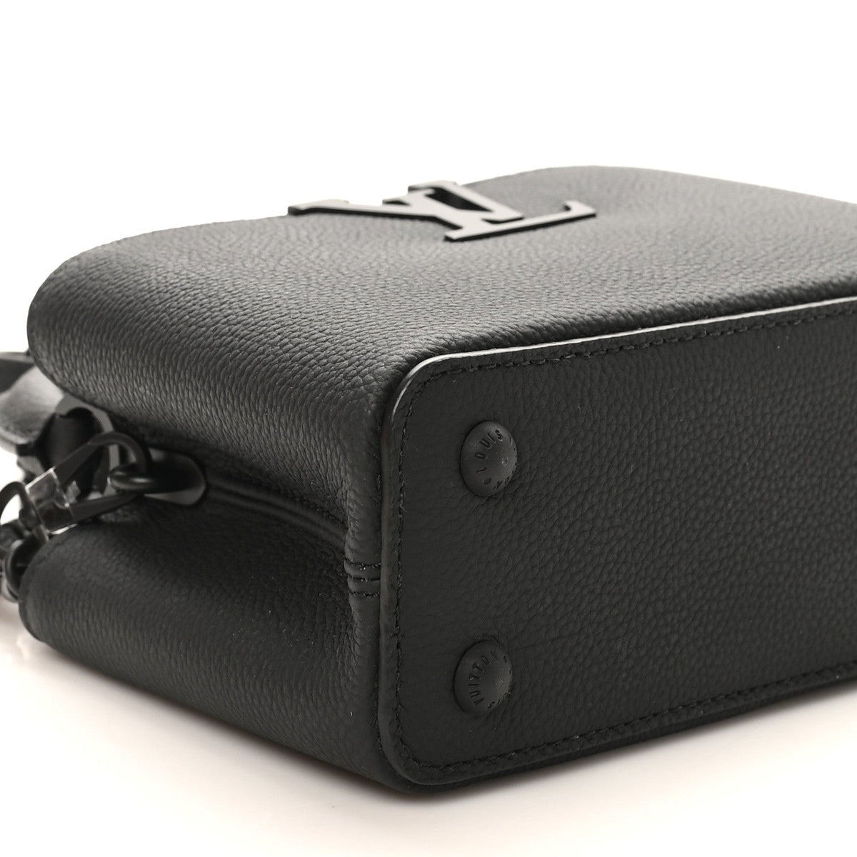 Matte Taurillon Capucines East West Mini All Black