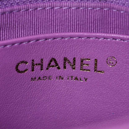 Lambskin Quilted Small CC Funky Town Flap Purple