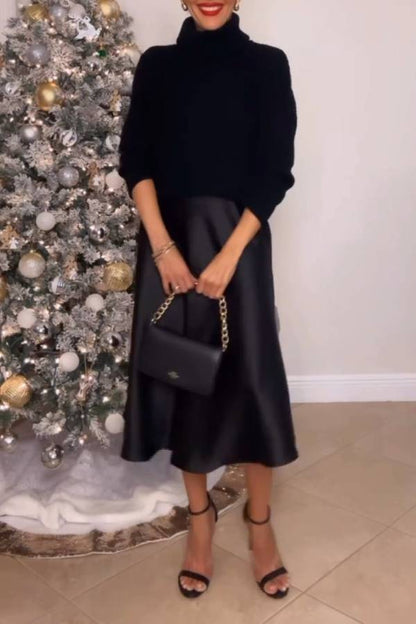 Satin midi skirt