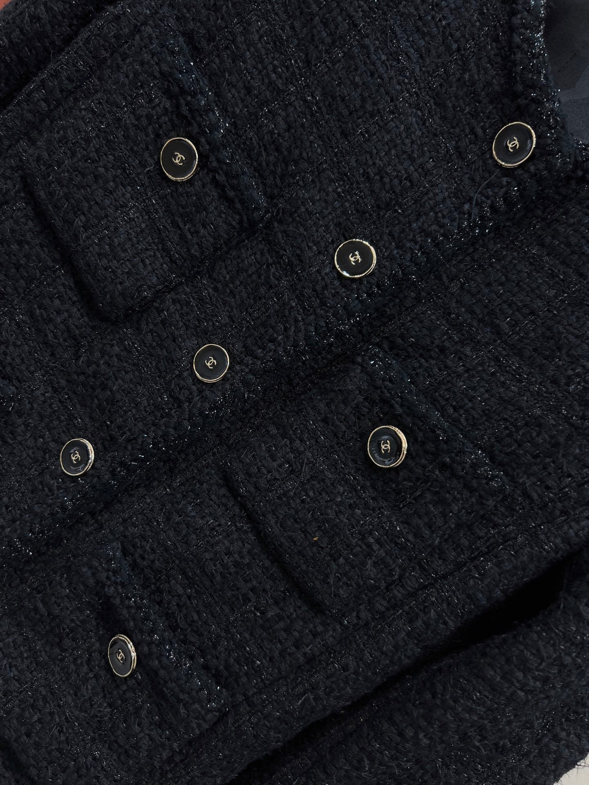 CC 25 Round-Neck Black Tweed Jacket 304703