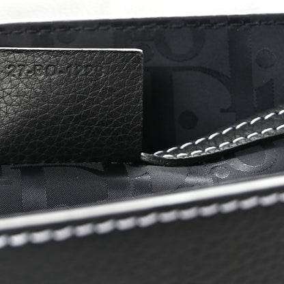 Grained Calfskin Medium Saddle Messenger Bag Black