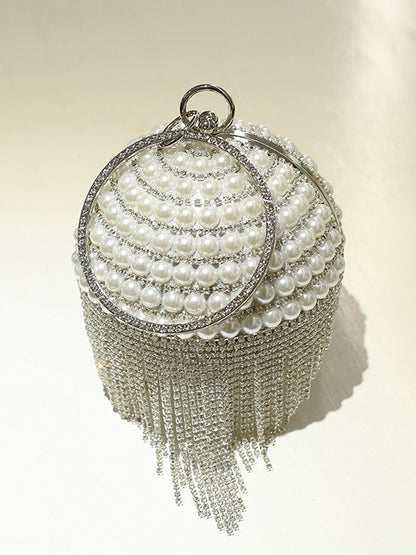 Gianna Large Pearl Tassel Round Bag