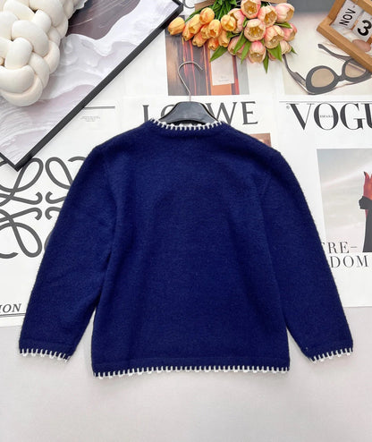 CC 26 Knit Cardigan Navy Blue Wool Cashmere 785151