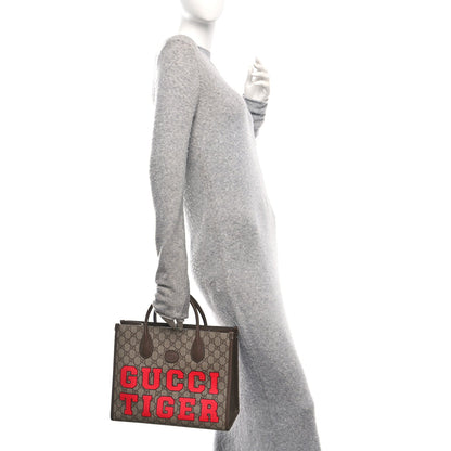 GG Supreme Monogram Textured Dollar Calfskin Web Gucci Tiger Small Retro Interlocking G Tote Bag Beige Ebony Live Red New Shamarock New Acero