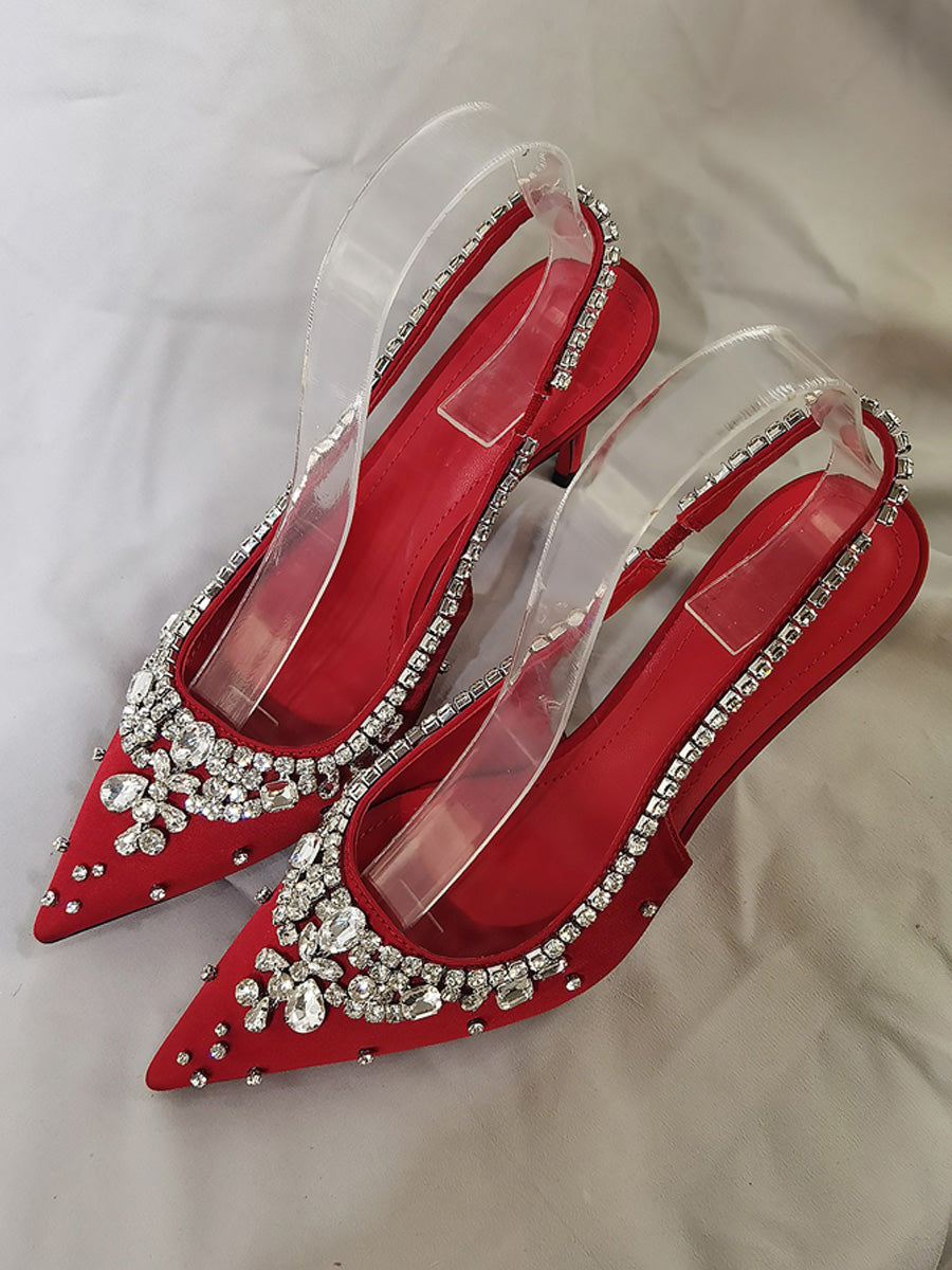 Daisy Crystal Closed-Toe High-Heeled Sandals
