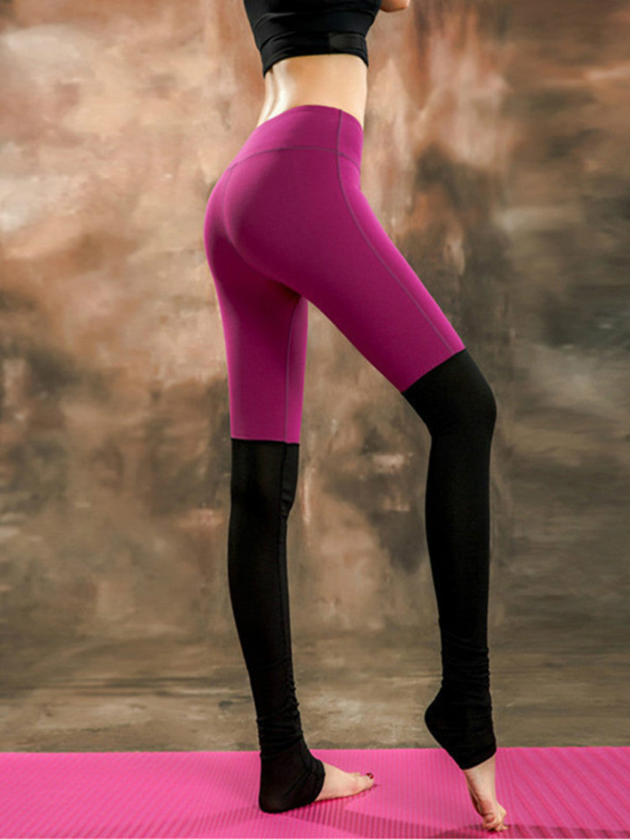 Leggings Women'S Leggings Color Matching Quick Dry Pants High Waist Show Thin Yoga Training Pants Gym Sports Pants