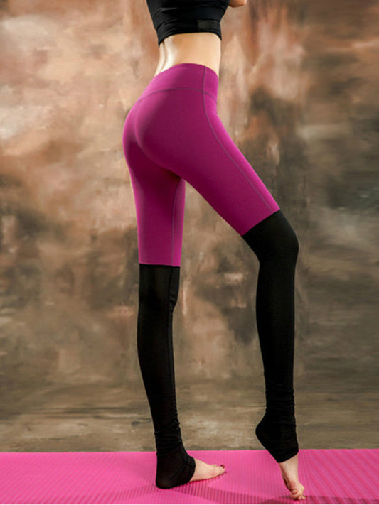 Leggings Women'S Leggings Color Matching Quick Dry Pants High Waist Show Thin Yoga Training Pants Gym Sports Pants