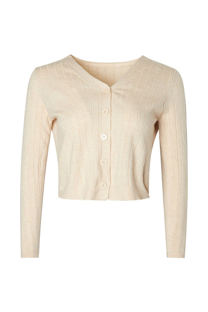 Abril Beige Button-Up Cardigan