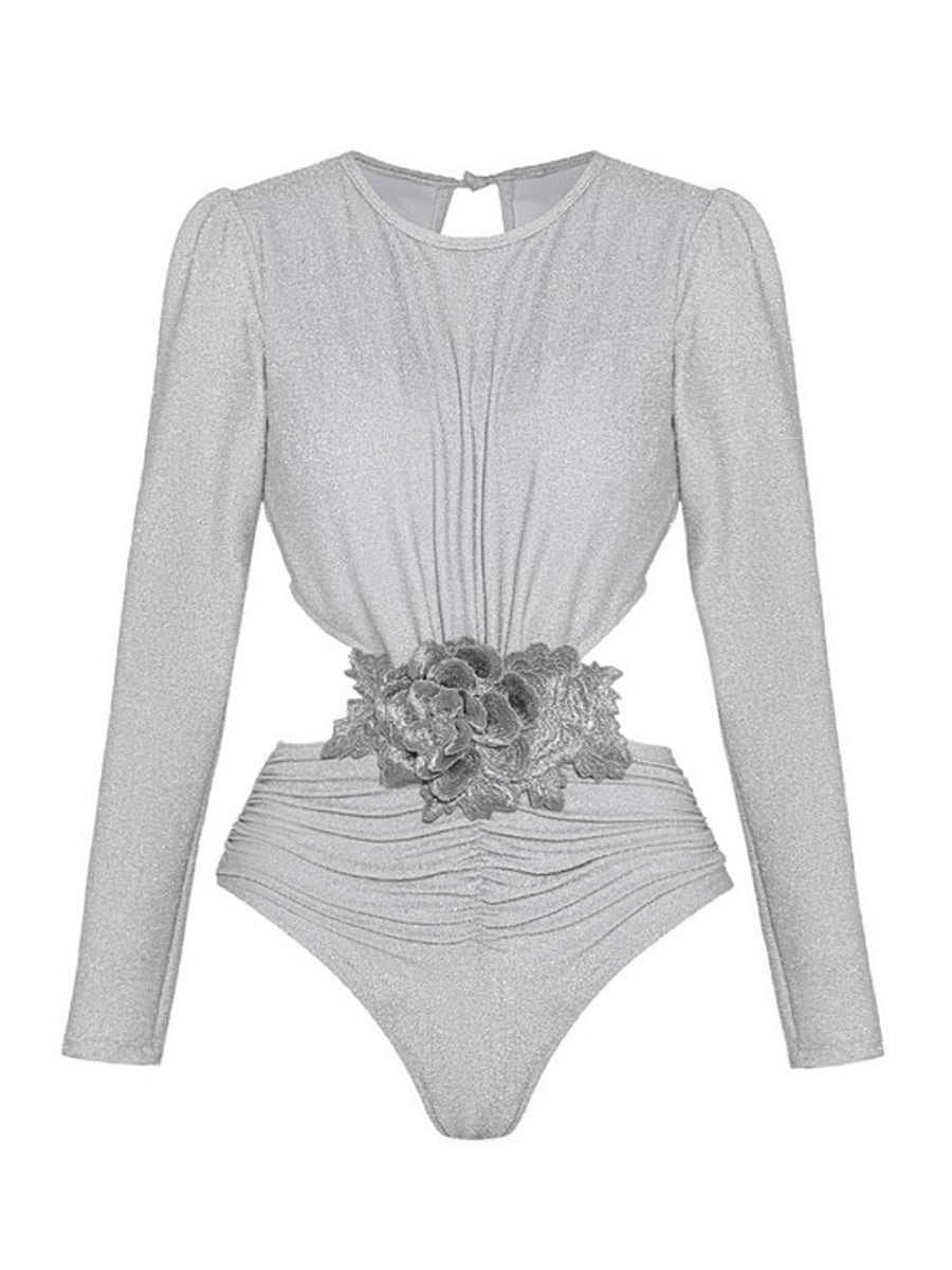 Saskia Long-Sleeved Openwork Swimsuit Set