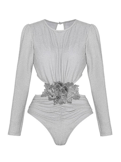Saskia Long-Sleeved Openwork Swimsuit Set