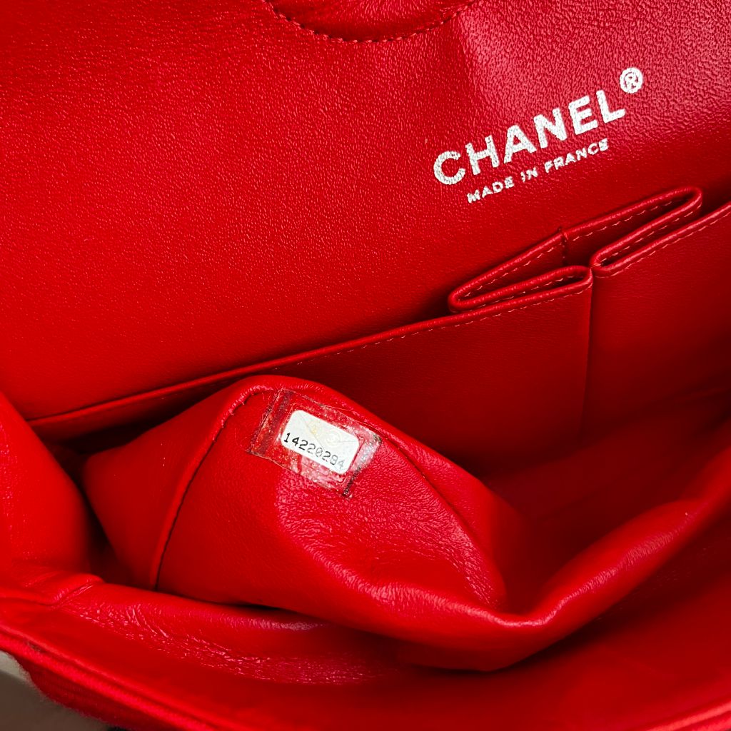 Chanel Classic Double Flap Quilted Red Fabric Bag