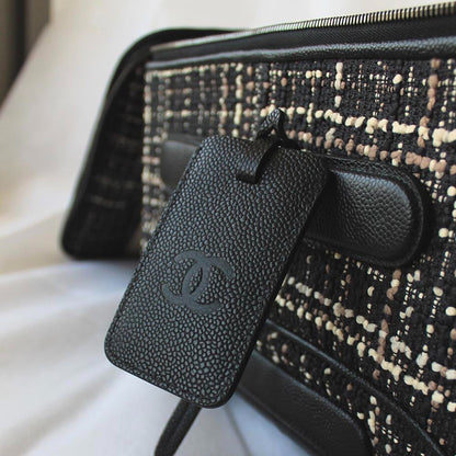 Chanel Dark Blue Tweed Jacket Rolling Suitcase