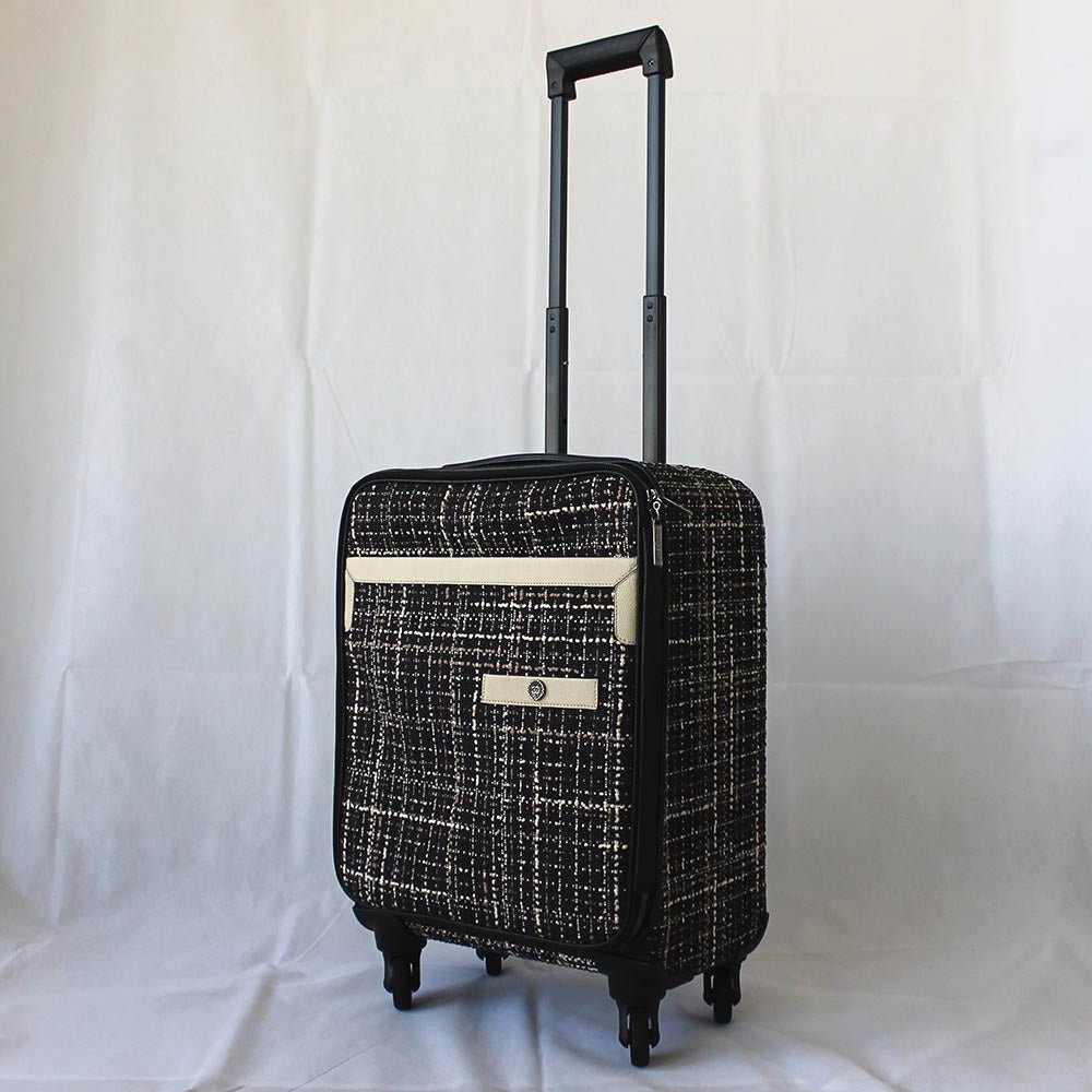Chanel Dark Blue Tweed Jacket Rolling Suitcase