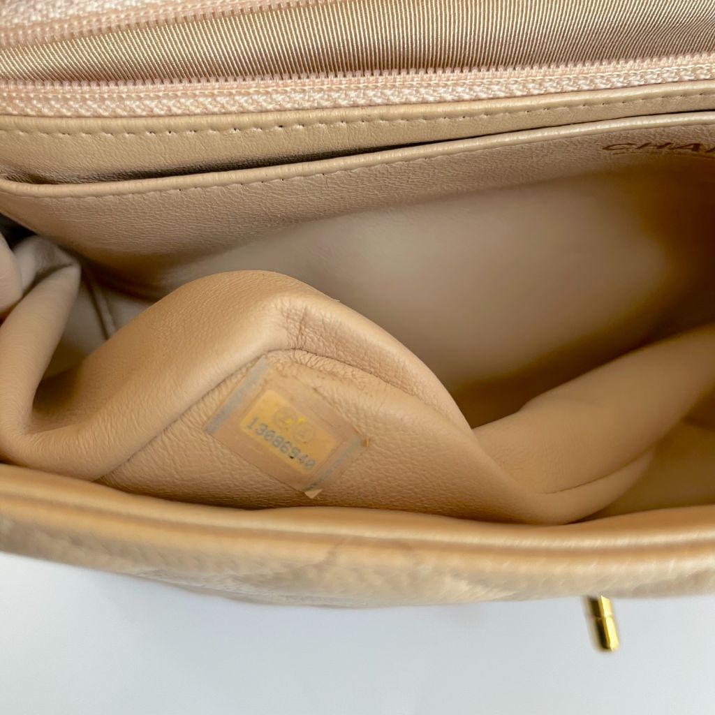 Chanel Jumbo Classic Single Flap Quilted Caviar Light Beige Bag