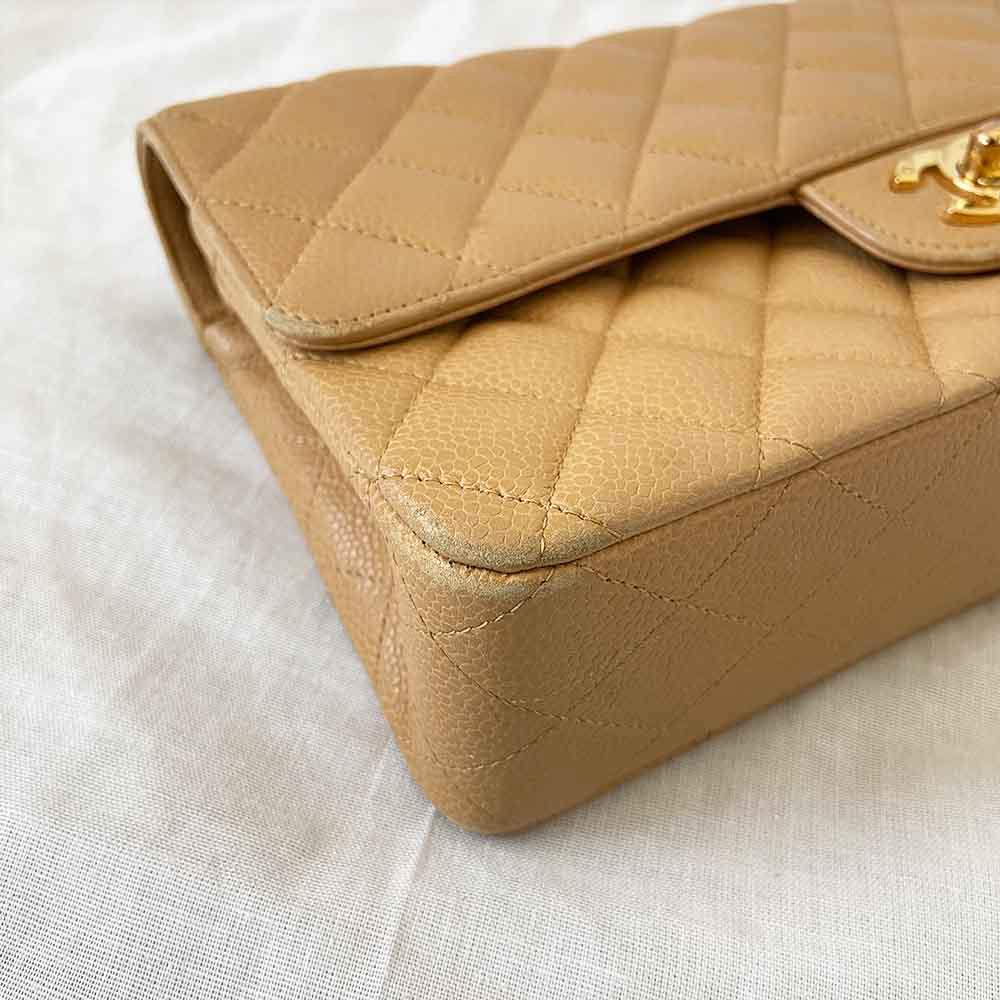 Chanel Medium Caviar Beige Flap Bag