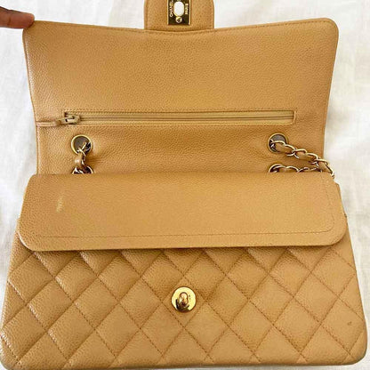 Chanel Medium Caviar Beige Flap Bag