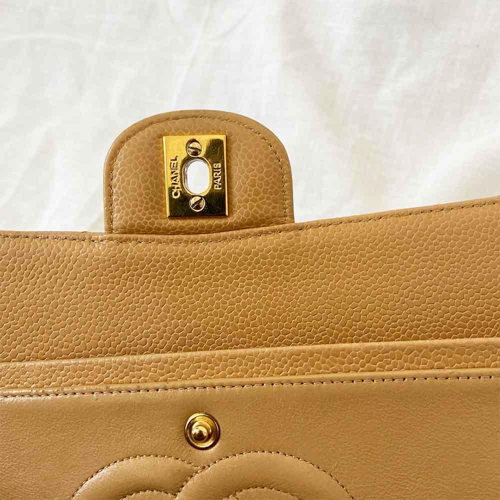 Chanel Medium Caviar Beige Flap Bag