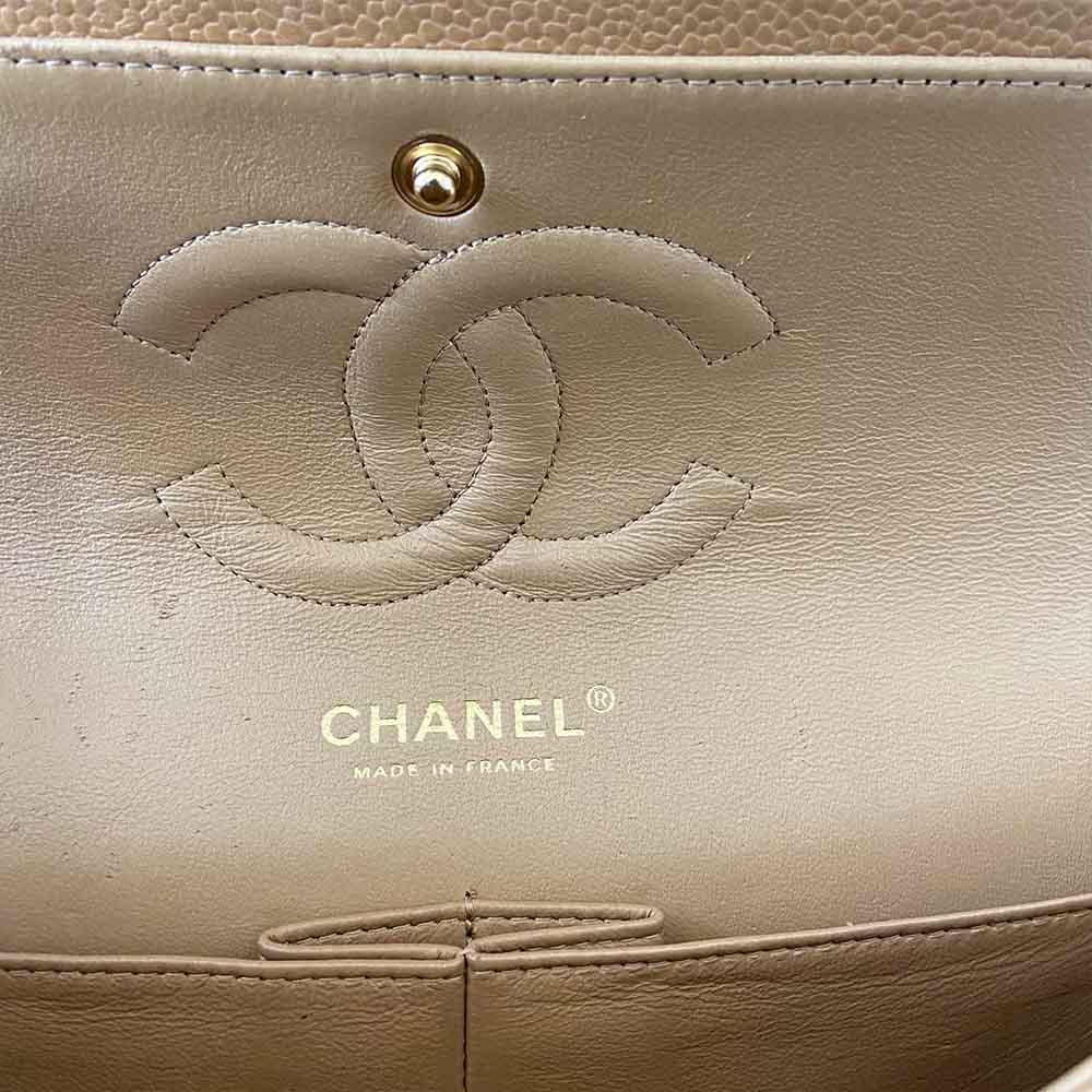 Chanel Medium Caviar Beige Flap Bag