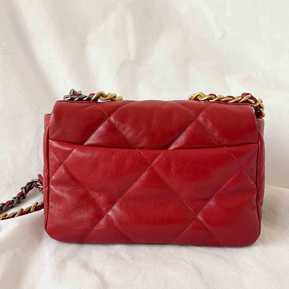 Chanel Red Quilted Leather 19 Flap Bag