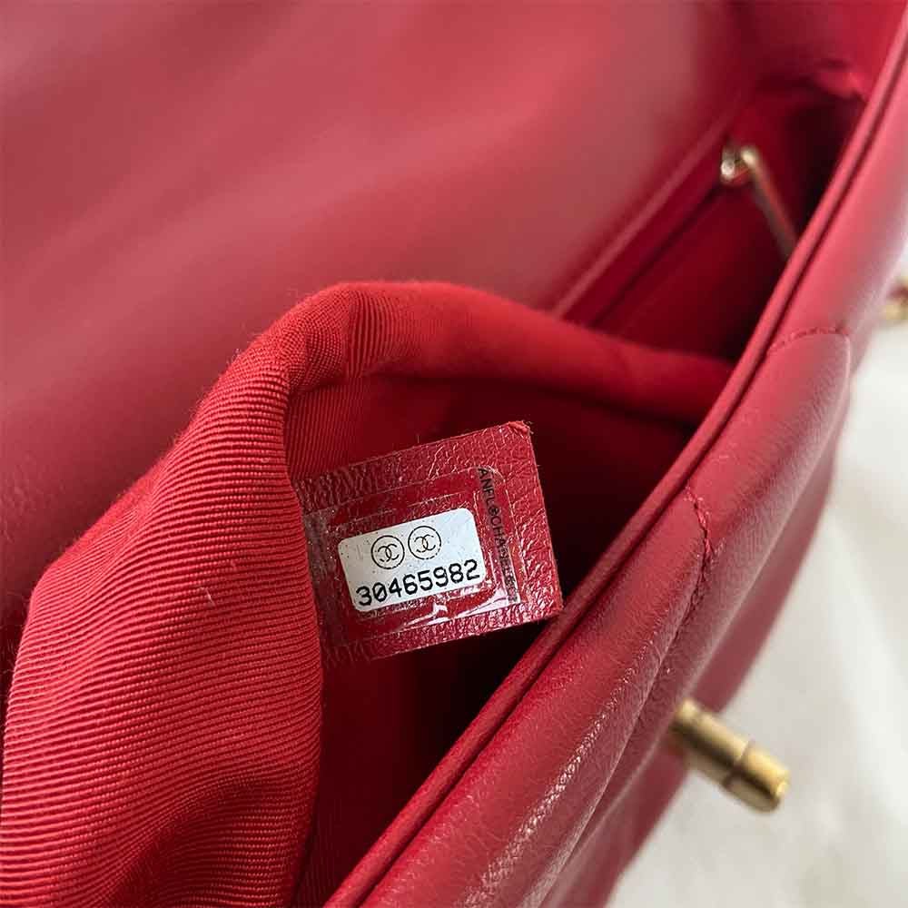 Chanel Red Quilted Leather 19 Flap Bag