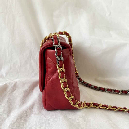Chanel Red Quilted Leather 19 Flap Bag