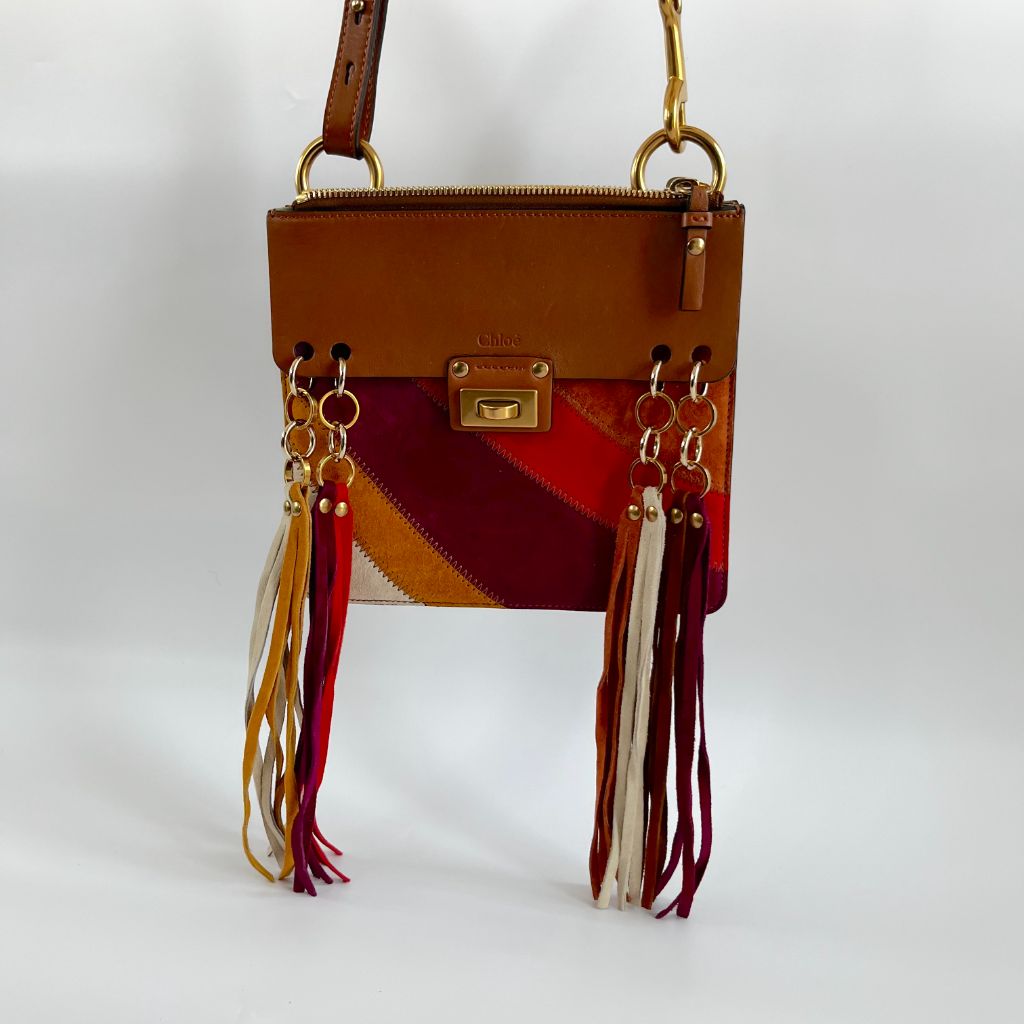 Chloè Jane Small Tassel-Trim Leather Crossbody Bag