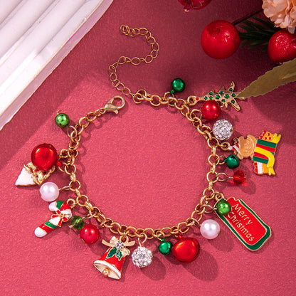 Christmas Soft Pottery Snowflake Elk Bell Bracelet