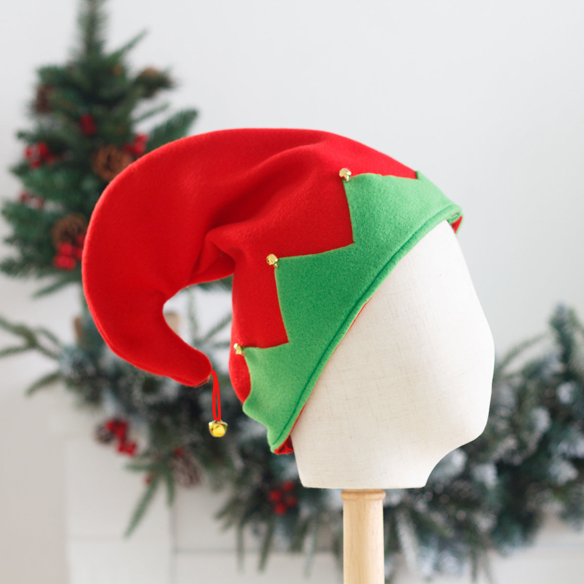 Christmas Fleece Cloth Elf Hat Red Green