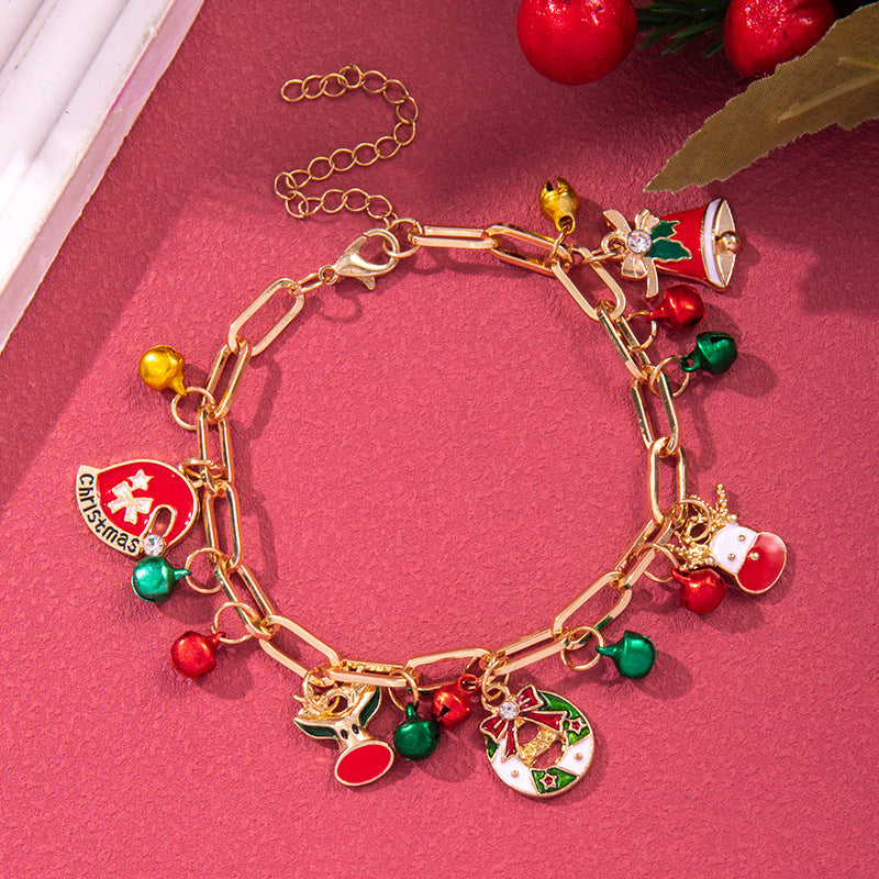 Christmas Soft Pottery Snowflake Elk Bell Bracelet