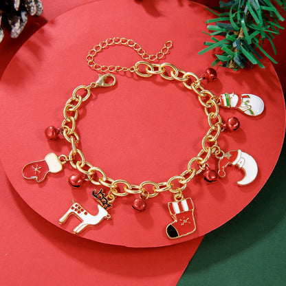 Christmas Soft Pottery Snowflake Elk Bell Bracelet