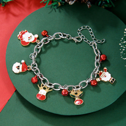 Christmas Soft Pottery Snowflake Elk Bell Bracelet
