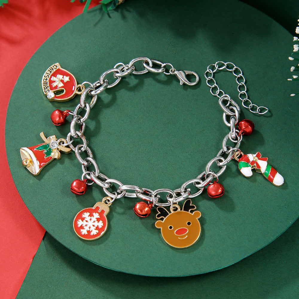 Christmas Soft Pottery Snowflake Elk Bell Bracelet