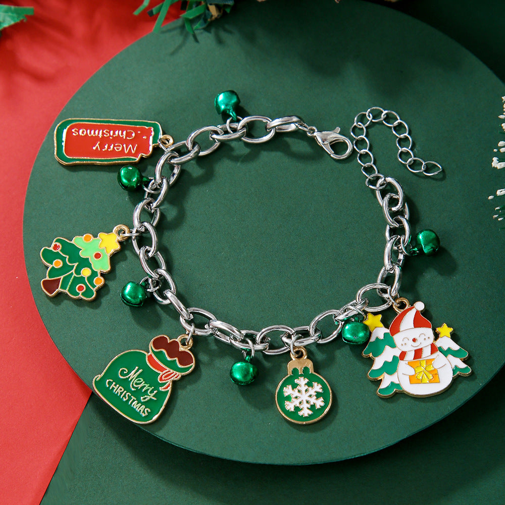 Christmas Soft Pottery Snowflake Elk Bell Bracelet