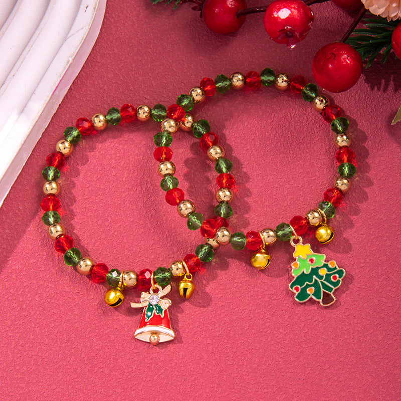 Christmas Soft Pottery Snowflake Elk Bell Bracelet