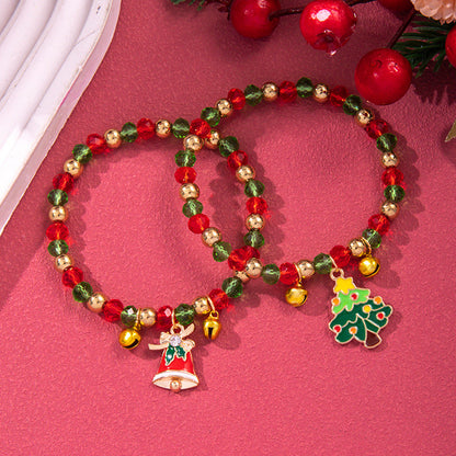 Christmas Soft Pottery Snowflake Elk Bell Bracelet