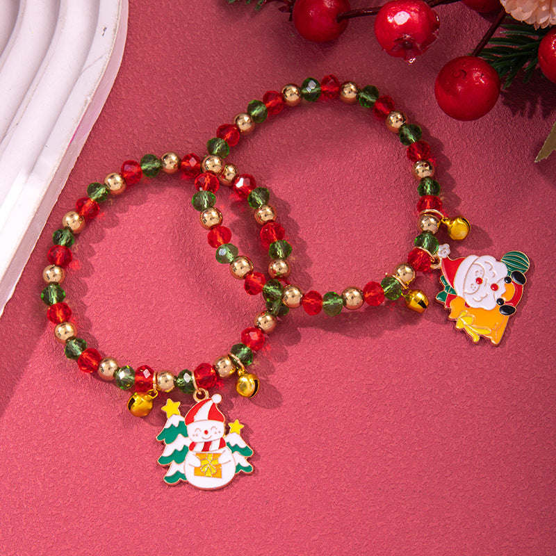 Christmas Soft Pottery Snowflake Elk Bell Bracelet