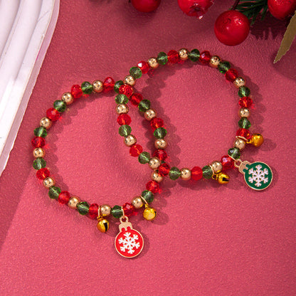 Christmas Soft Pottery Snowflake Elk Bell Bracelet