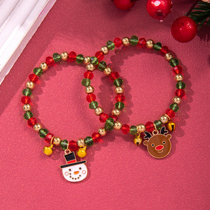 Christmas Soft Pottery Snowflake Elk Bell Bracelet
