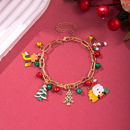 Christmas Soft Pottery Snowflake Elk Bell Bracelet