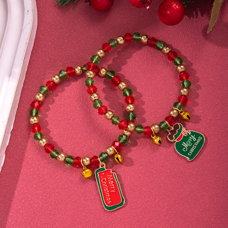 Christmas Soft Pottery Snowflake Elk Bell Bracelet